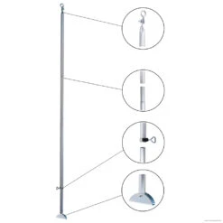 DWT Orkanstütze Mit Bügelfuß 32 X 1,5 Mm Alu, 170-260 Cm