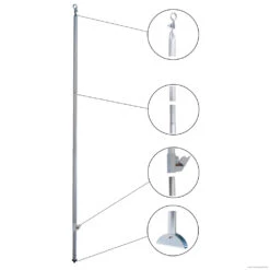 DWT Orkanstütze Mit Bodenspitze 28 X 1 Mm Alu M. Gripstop, 170-260 Cm