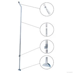 DWT Andruckstange Mit Bügelfuß Oben Gebogen 25x1 Mm Alu, 170-260 Cm