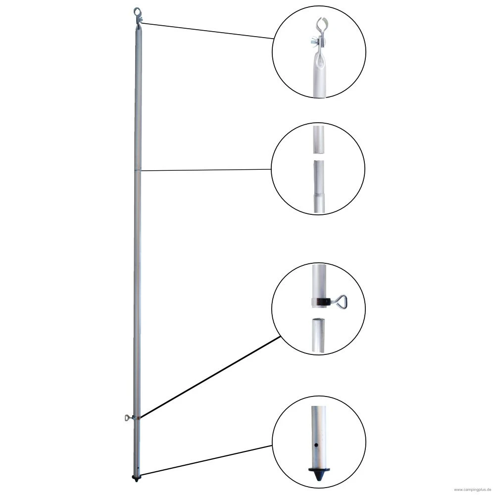 Alu Orkanstütze Mit Bodenspitze 170-260 Cm 3 Alu Orkanstütze Mit Bodenspitze 170-260 Cm